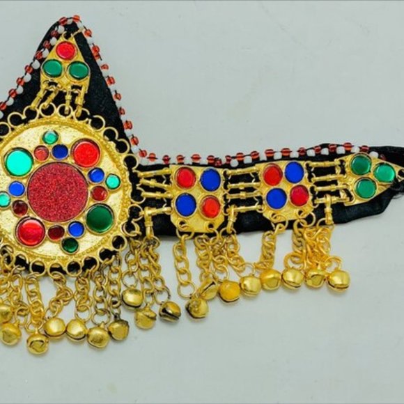 Golden Unique Matha Patti, Handmade Afghan Head Piece, Ethnic Hair Ornament,